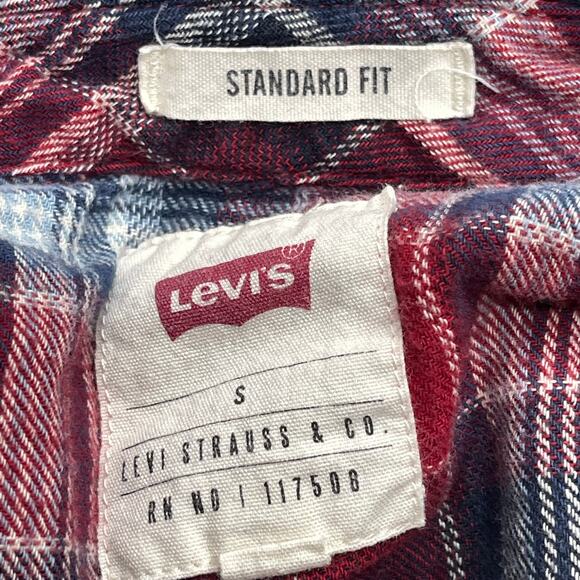 Levis Western Shirt Mens Size S Red Plaid Pearl Snap Button Long Sleeves Cotton - Picture 4 of 6